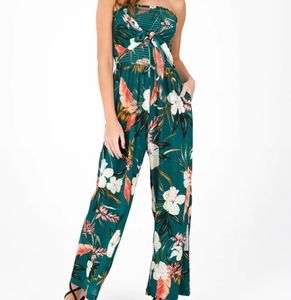 Patrons of peace Tropical Floral Strapless Jumpsuit, Size XS